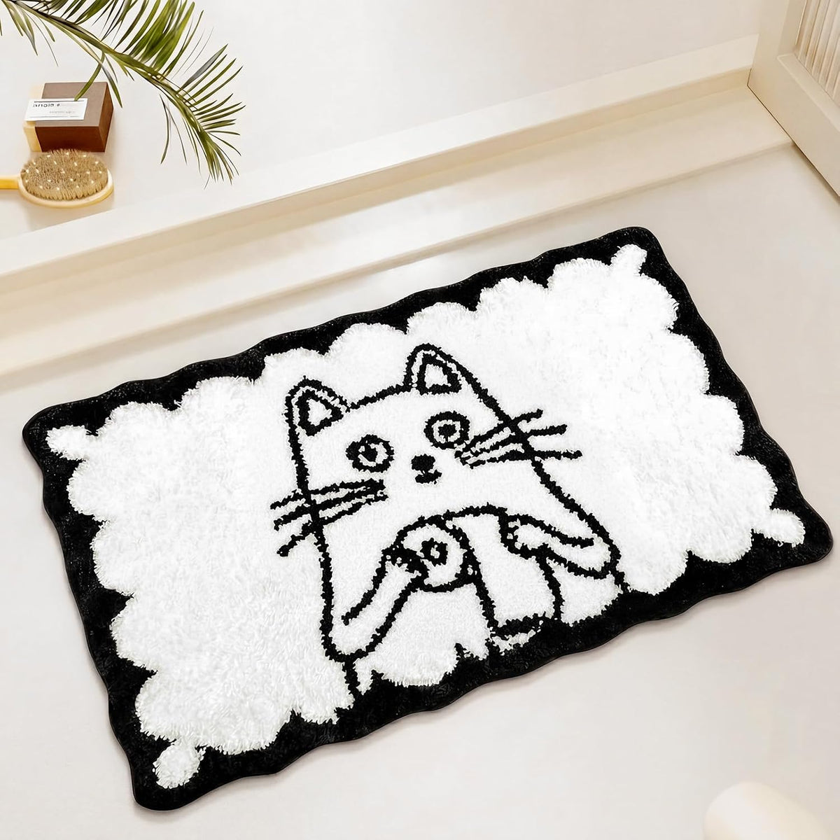 Dunzy Funny Kitten Bath Mat, Microfiber Non-Slip Dog Rug