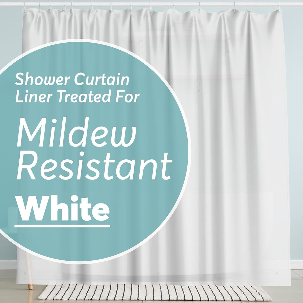 Bigfoot Shower Curtain – 72 X 72 PEVA Premium Shower Curtain with Rustproof Metal Grommet and 3 Magnetic Weights – Odor Free and Compatible with Standard Showers, White