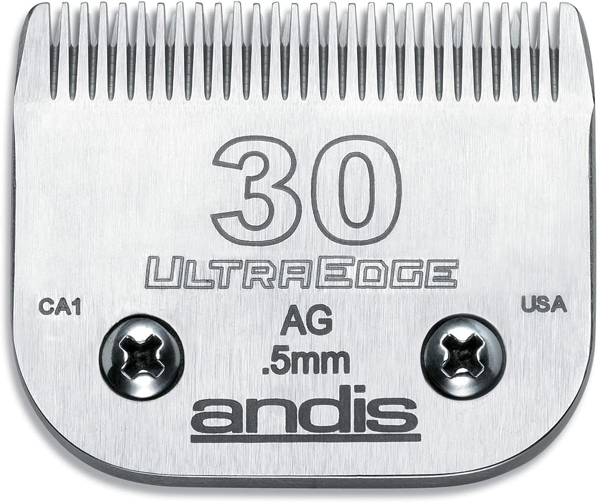 Andis 64075 Ultraedge Blade, Size 30, 1/50In, Chrome, for Larger Animals