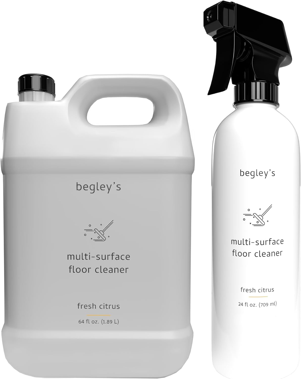 Begley'S Multi Surface Floor Cleaner Refill Set, 24 Spray Bottle and 64 Oz Refill, Fresh Citrus Scent