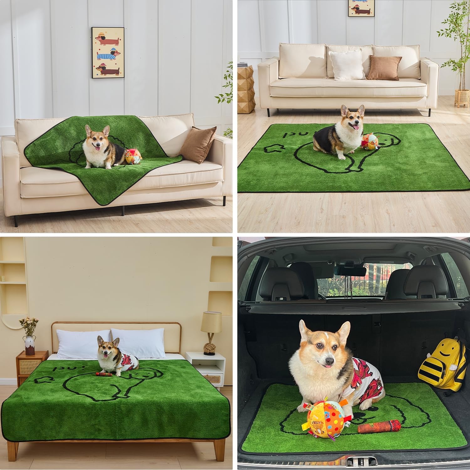 Qeils Reusable Puppy Pads , Washable Pee Pads for Dogs 18" X 24" 2 Pack | Super Absorbent & Leakproof Potty Training Pads, Plush Grass-Look with Non-Slip Backing for Crates, Playpens & Small Pets