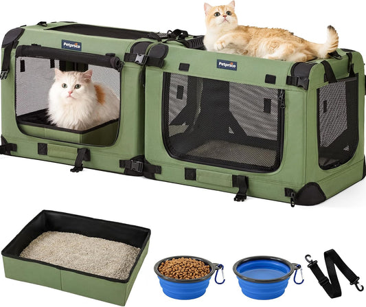 Extra Large Cat Carrier for 2 Cats, Fits for Multi‑Cat Car Travel