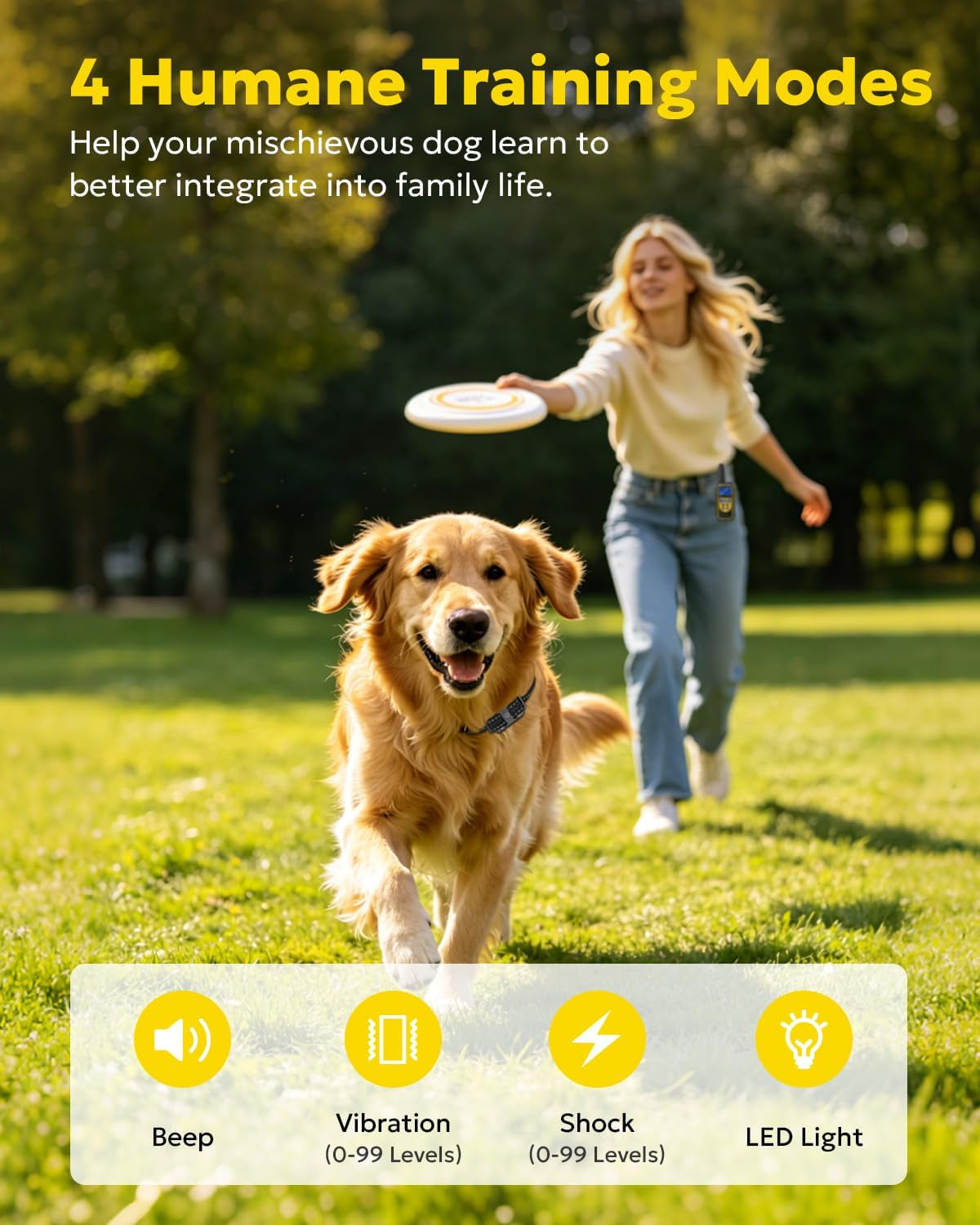 Dog Shock Collar with Remote, Dog Training Electric Collar, Waterproof Rechargeable, 1640Ft Dog Shock Collar with LED Light, Beep, Vibration, Shock for Medium/Large 3 Electronic Collars Dogs