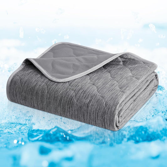 Cozy Bliss Deluxe Leakproof Cooling Blanket for Large Dogs Q-Max 0.5, Soft & Durable Washable Pet Cooling Mat for Hot Weather, Livingroom, Couch & Bed Protector for Cats, Charcoal Grey, 60"X80"