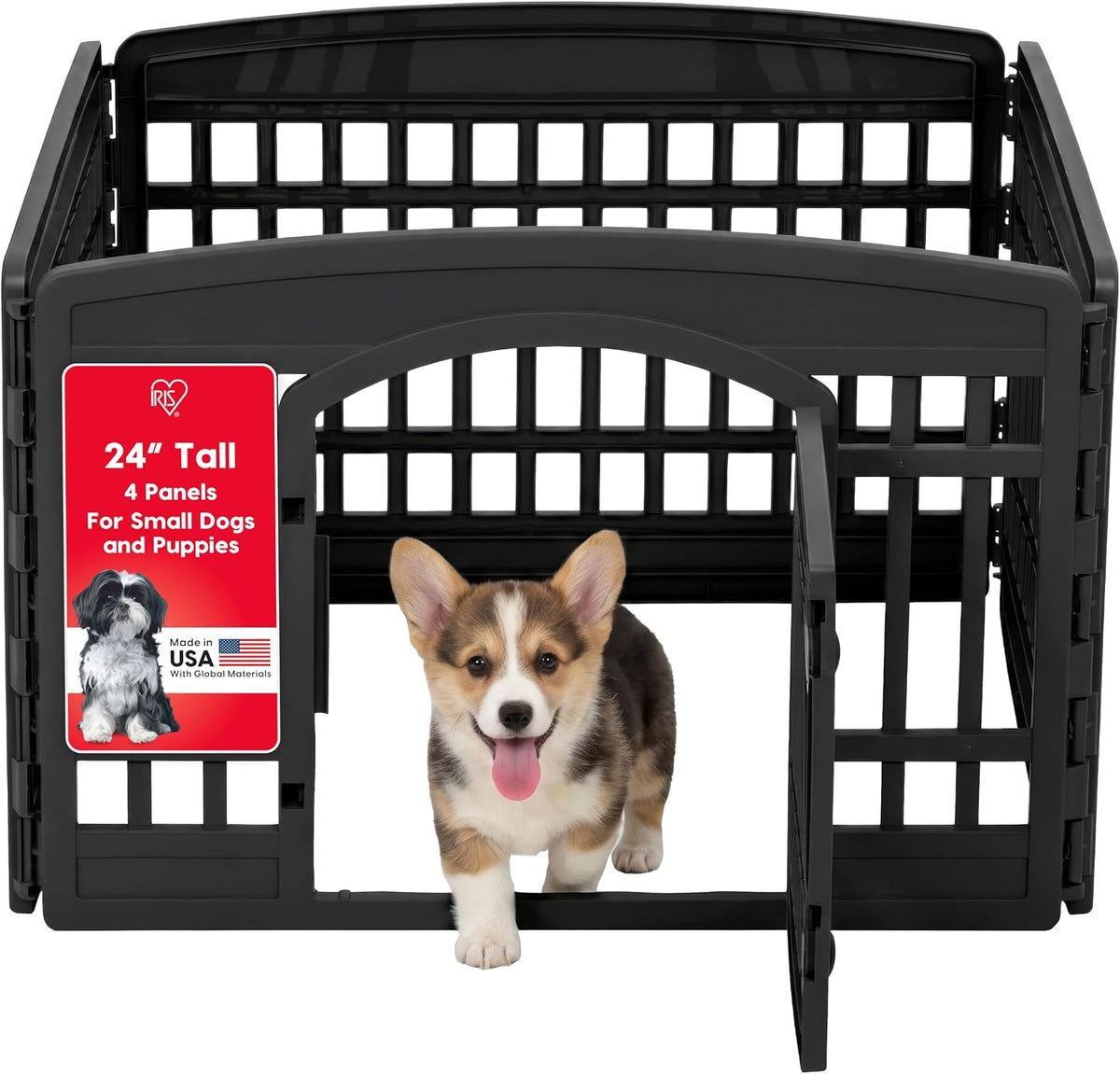 IRIS USA 4-Panel Dog Playpen, Pet Enclosure, White