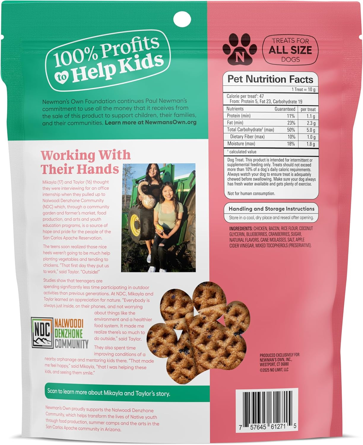 Newman'S Own Bacon & Berry Woofles Waffle Dog Treats, 10 Oz Bag (Pack of 6) — Soft & Chewy Waffles, No Artificial Flavors or Colors, Wholesome Training Rewards, Made in USA