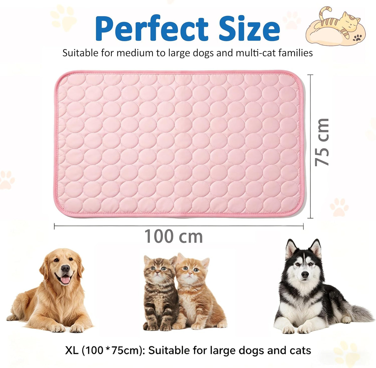 Cooling Mat for Dogs, 29" X 39" Thick & Reversible Cat Cooling Mat, for Large Pets, Breathable Summer Ice Silk Cooling Pad Portable Washable Kennel Mat in Outdoor Summer, Car, Home