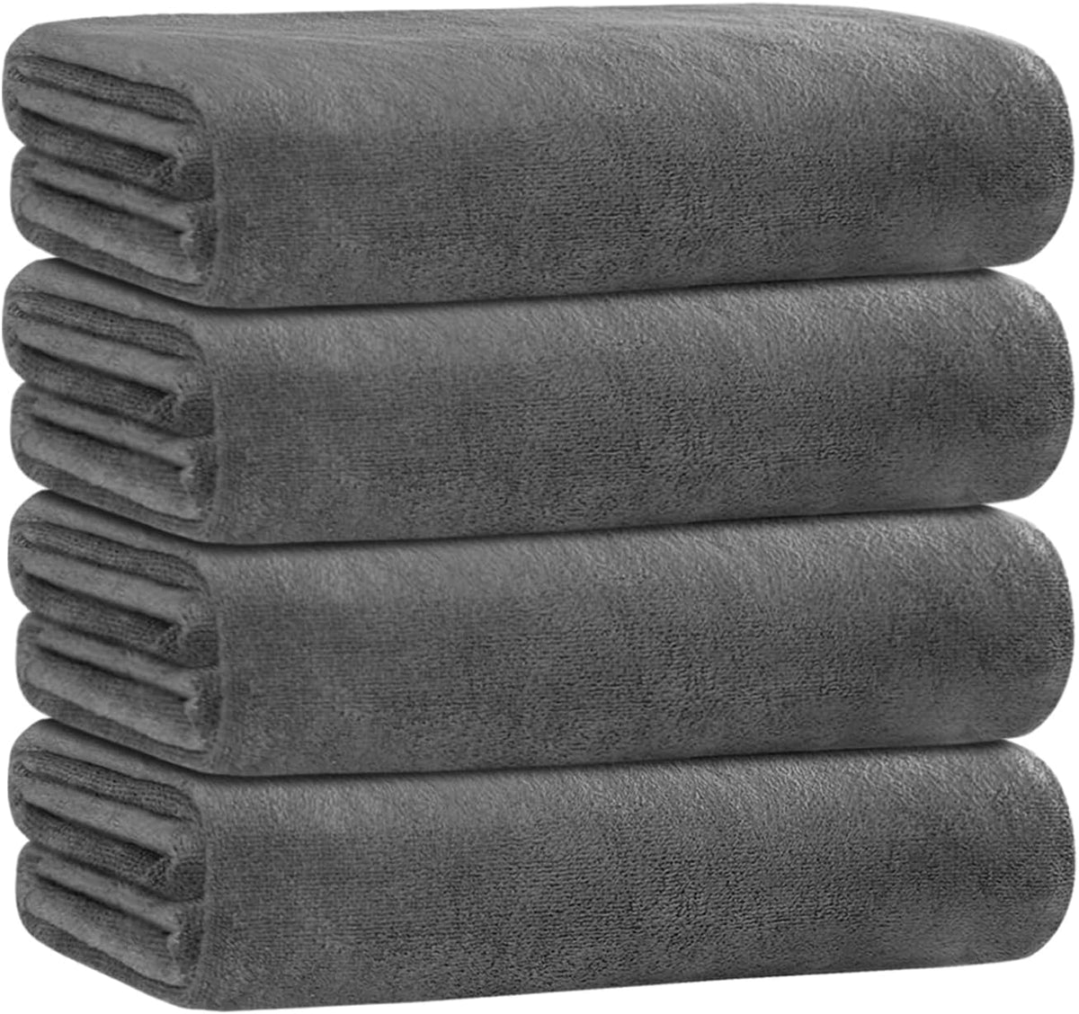 JML Bath Towels for Adult Body, 30" X 60", 4 Pack, Grey