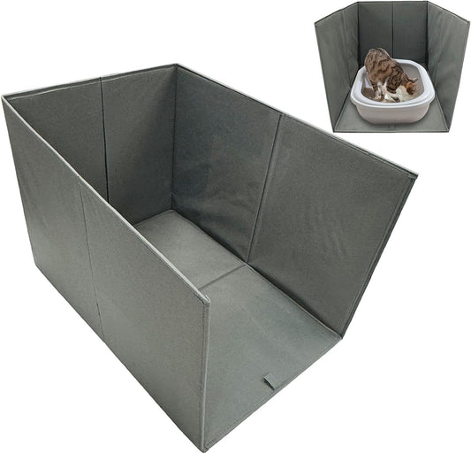 Cat Litter Box Enclosure Splash Guard Large Foldable Removable Mat, Tall for Litter Contained High Side Out Litter Box Keeping Litter off Floor Easy Clean (26.4 * 21.3 * 16.5 Inch)