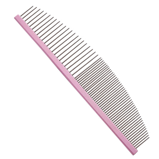 6.5 Inch Professional Crescent Coarse Grooming Pet Comb Lightweight Wide/Fine Tooth Butter Comb for Dogs & Cats Removing Tangles, Knots,Flea,Undercoat,And Excess Hair, Rounded Corners Design for Safe
