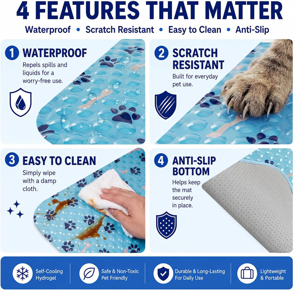 Cooling Mat for Dogs 20 Inch, Patent Self-Cooling Gel Pad for Small Dogs,