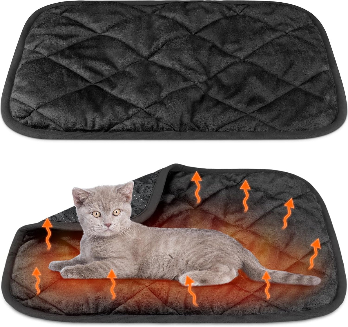 2 Pack Self Warming Cat Bed Thermal Pet Mat, Black, 16 X 20 Inches