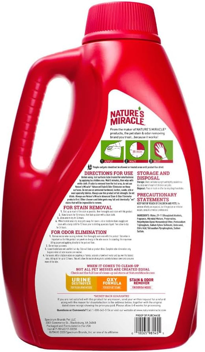 Nature’S Miracle Advanced Stain & Odor Eliminator, Sunny Lemon Scent, Severe Mess Enzymatic Formula for Tough Pet Messes, 1 Gallon