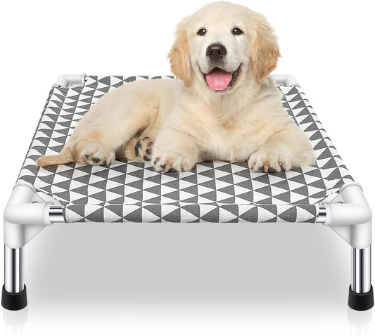 Kuntrust Elevated Outdoor Dog Bed for Small Pets，Fits up to 50Lbs