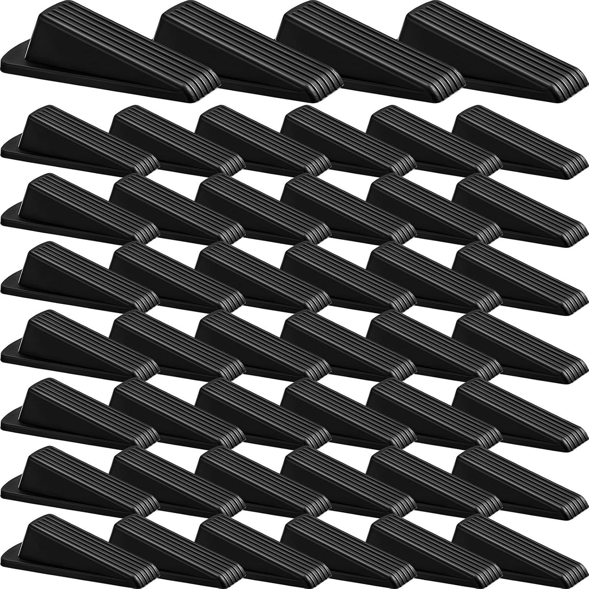Frienda 48 Pcs Rubber Door Stoppers Wedge, Heavy Duty Bottom Stop, Black