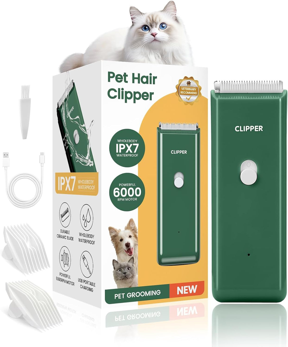 Pet Grooming Clippers Low Noise Waterproof Dog Cat Hair Trimmer