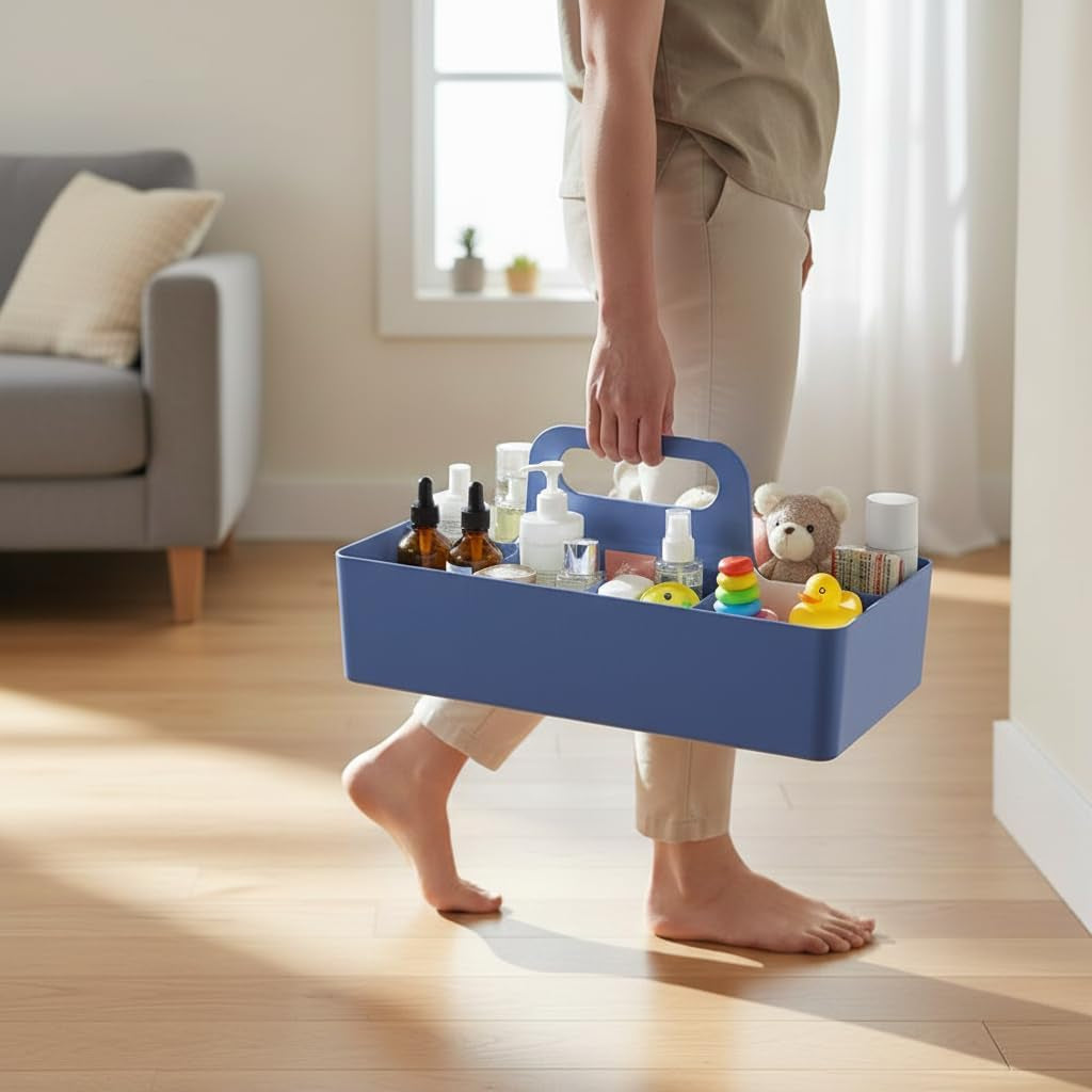Bath Caddy for Baby, Bathroom Makeup Organizer Countertop with Handle,Skincare Caddy for Vanity,Storage Box ,Bathtub Storage ,Bathroom Trays,Shower Caddies,Baby Bath Toy Organizer,Desktop Storage