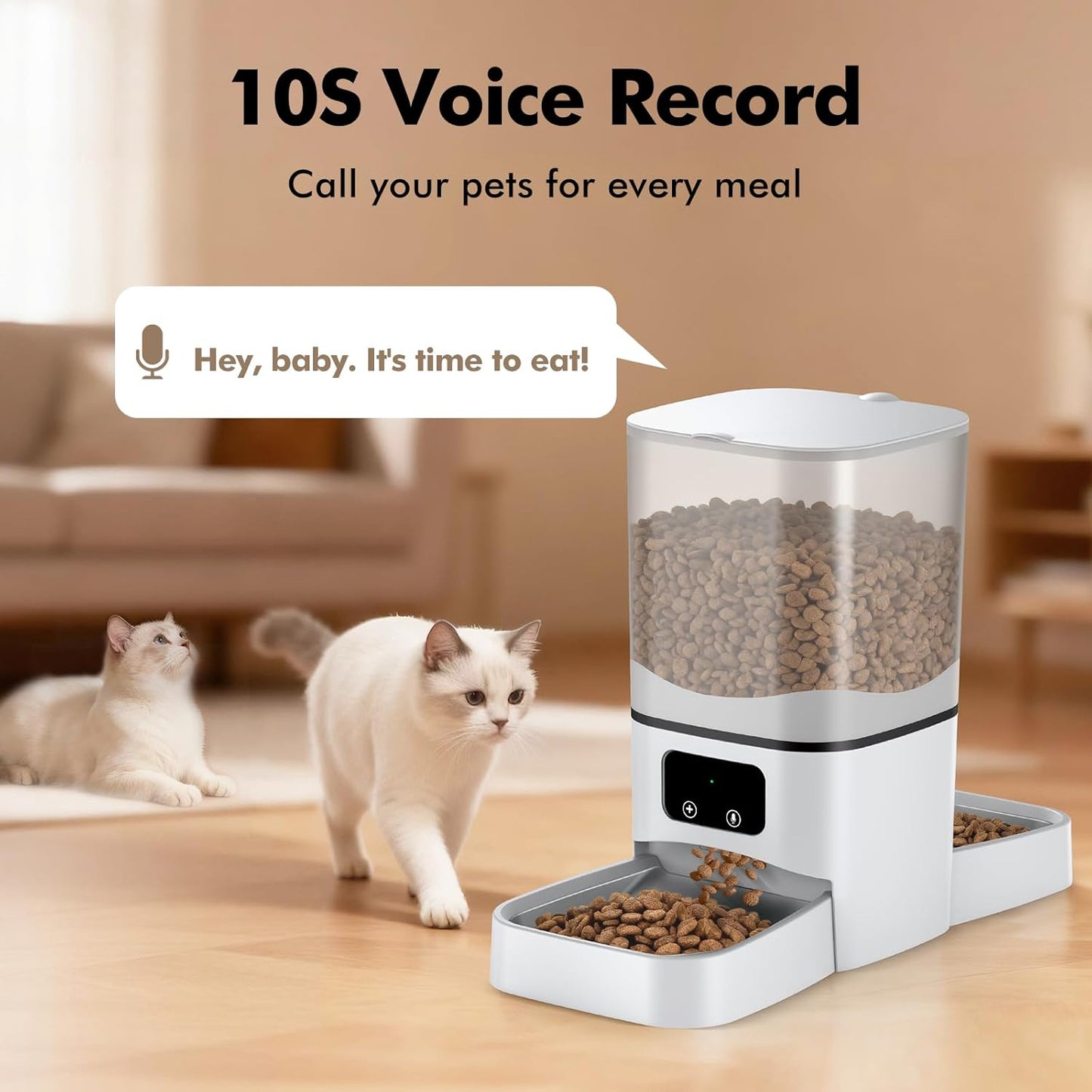 Automatic Cat Feeder for 2 Cats, 6L/25 Cup Large Capacity Wifi Pet Feeder with 2 Stainless Steel Bowls, Dual Power Supply, APP Control, 10S Voice Recorder, Timed Dry Food Dispenser for Multiple Pets