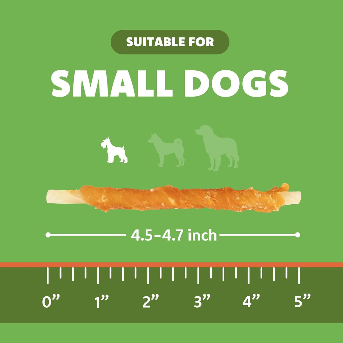 MON2SUN Dog Treats, 4.5-4.7 Inch Chicken Wrapped Codfish Sticks, 14.11 Oz