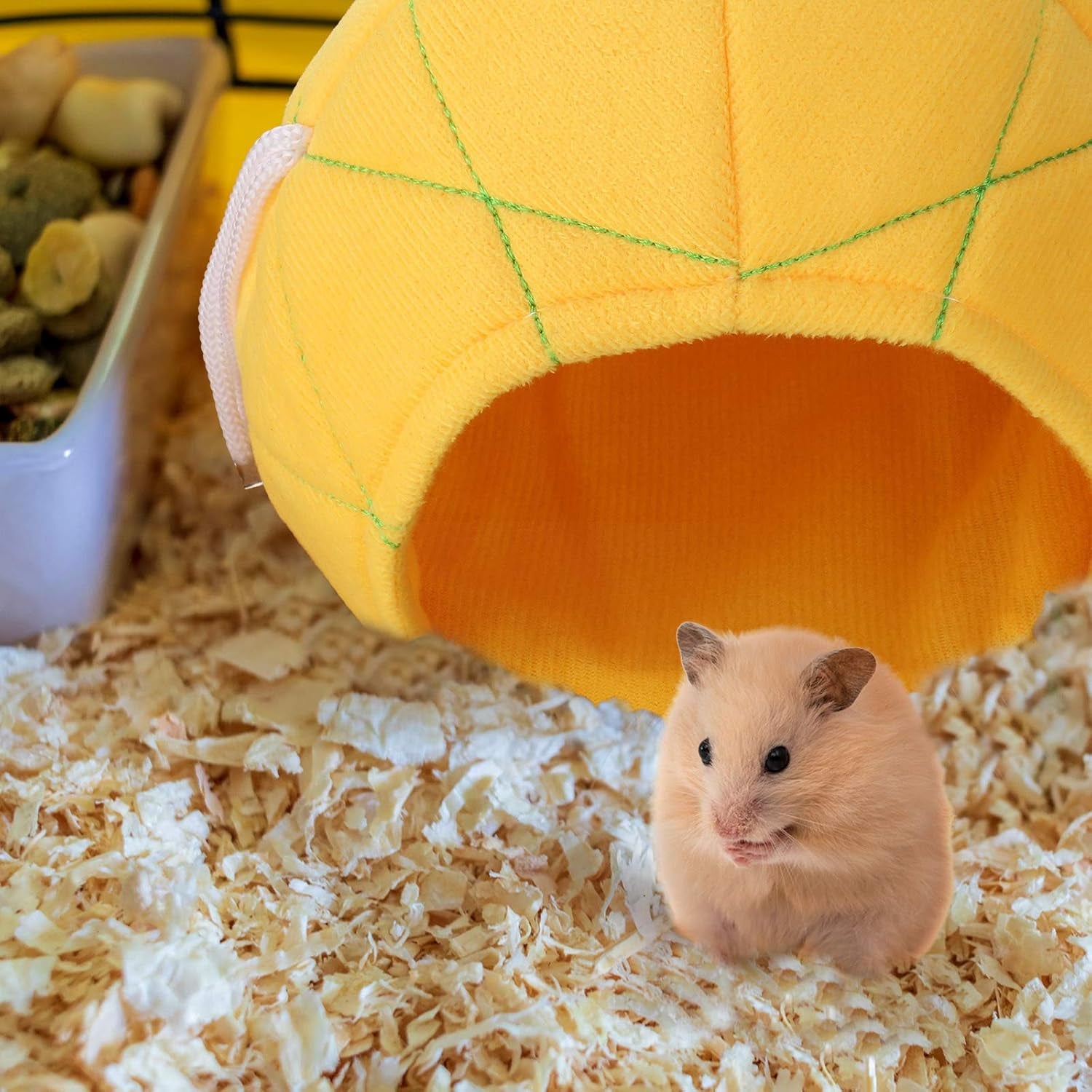 Jetec 2 Pcs Hamster Hammock Soft Bed Small Pet Animals Hamster Hanging House Cage Nest for Guinea Pig Rat Chinchilla Sleep and Play, Banana and Pineapple(Yellow)