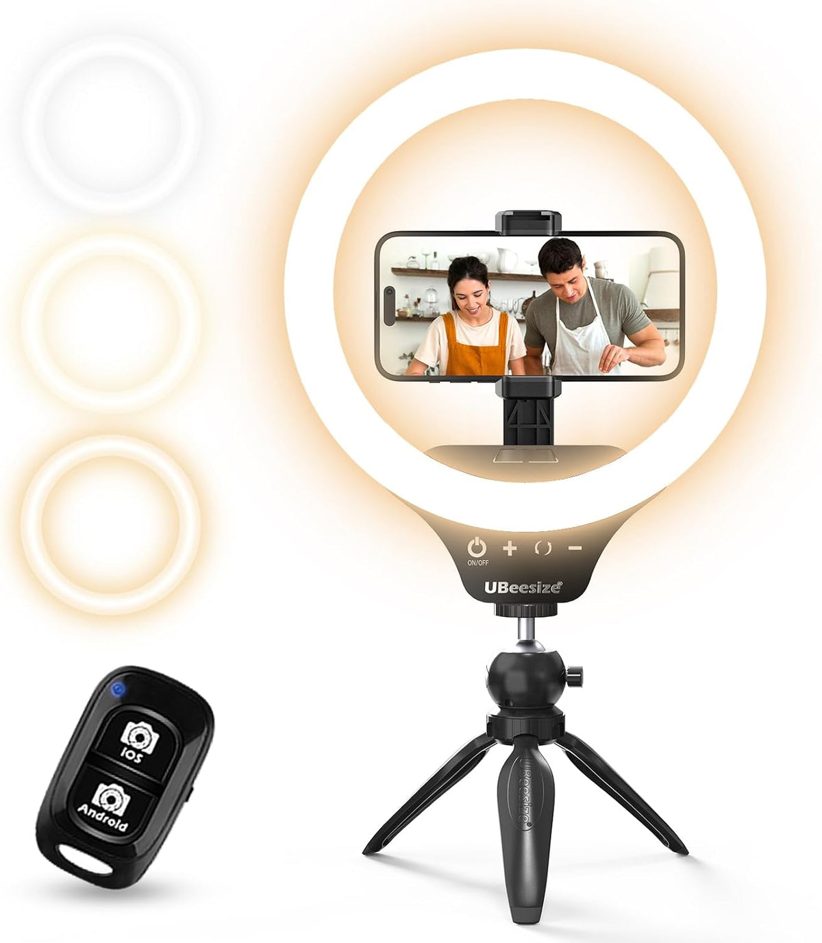Ubeesize 12" Desk Ring Light with Stand & Phone Holder - Adjustable Studio Light for Photography，Zoom Meetings, Youtube, Tiktok, Live Streaming