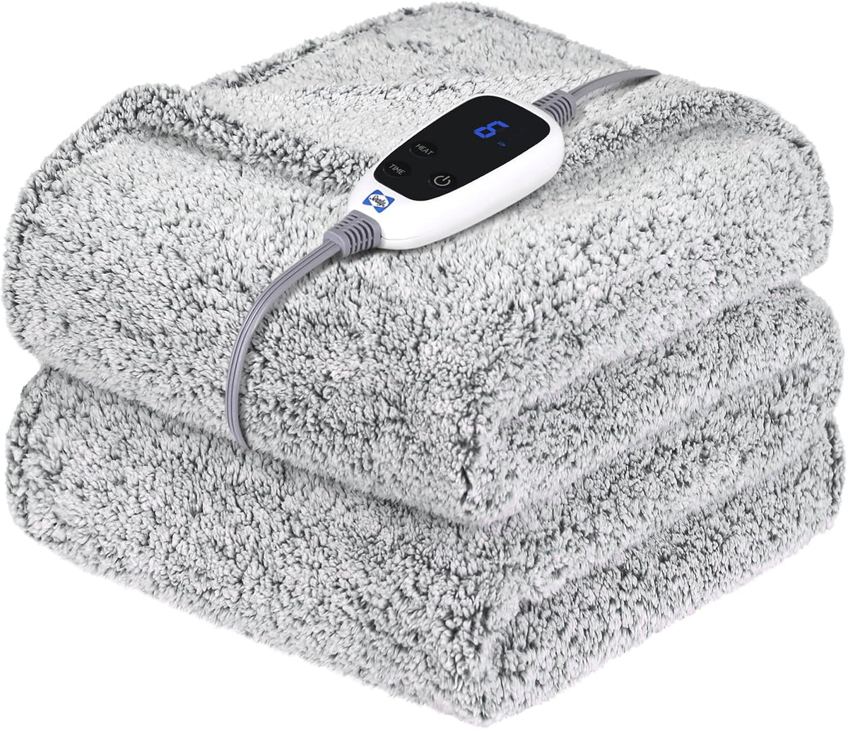 Sealy Electric Blanket Heated Throw 50×60" with 6 Fast Heat Levels Charcoal