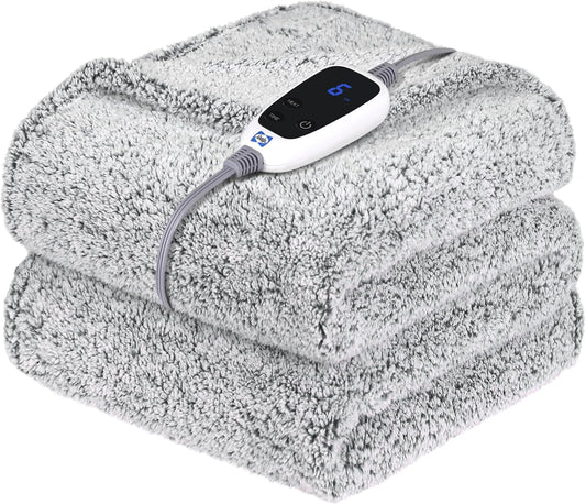 Sealy Electric Blanket Heated Throw 50×60" with 6 Fast Heat Levels Charcoal