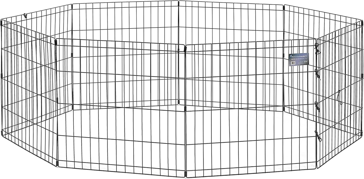 Midwest Homes for Pets 24-Inch Exercise Pen, for Indoor and Outdoor Use, 16 Sq Feet of Play, Folding Dog Pen, No Door Design for Maximum Security, Easy to Set Up, Foldable Dog Playpen