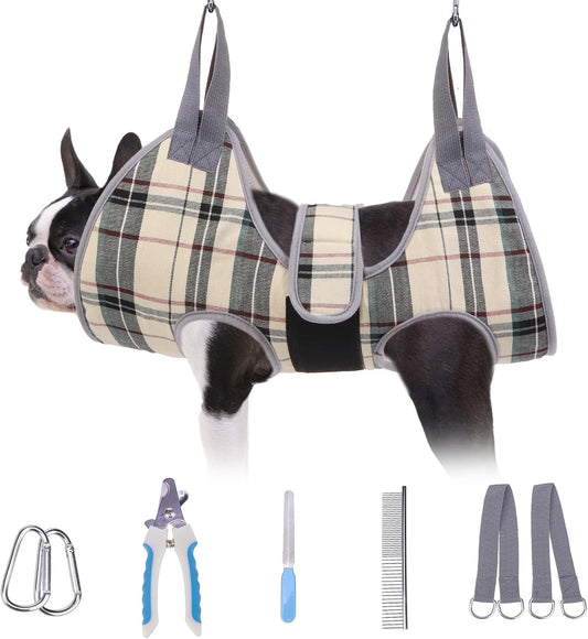 BEAUTYZOO Dog Grooming Hammock for Small Dogs/Cats, Nail Trim Restraint, S