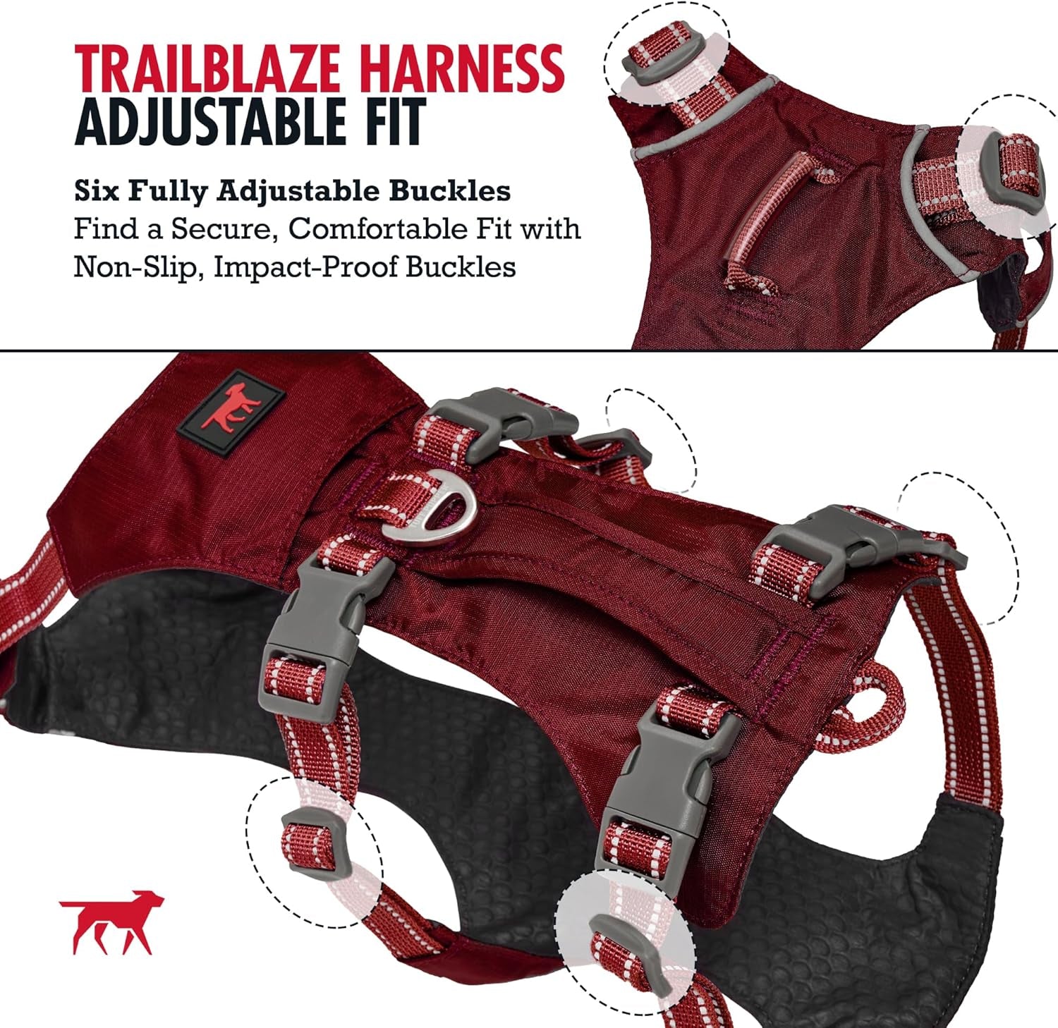 Tuff Pupper Escape Proof Dog Harness for Medium Dogs | No Pull Lightweight Adjustable Harness | No Escape Multifunctional Outdoor Pet Gear | Strong Durable Breathable | Secure Comfortable Fit