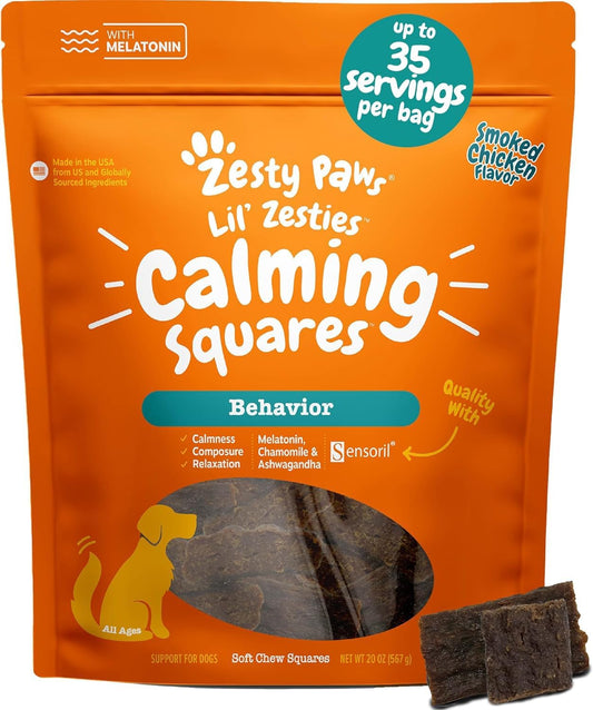 Zesty Paws Calming Chews for Dogs - Dog Calming Supplement, Chicken 10Oz