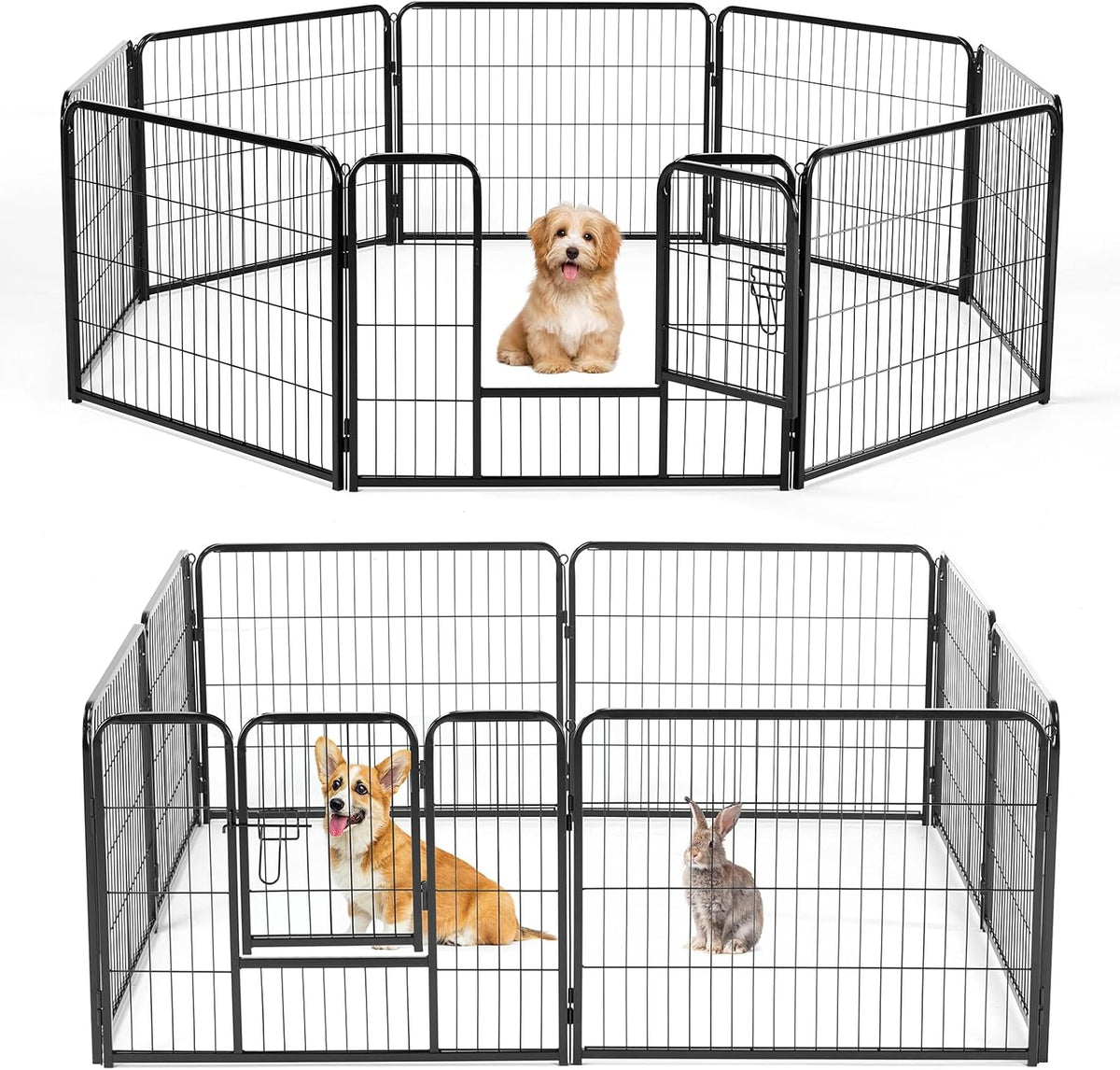 NEWBULIG Dog Playpen Indoor 8 Panels 24 Inch, Metal Outdoor Dog Fence Pen