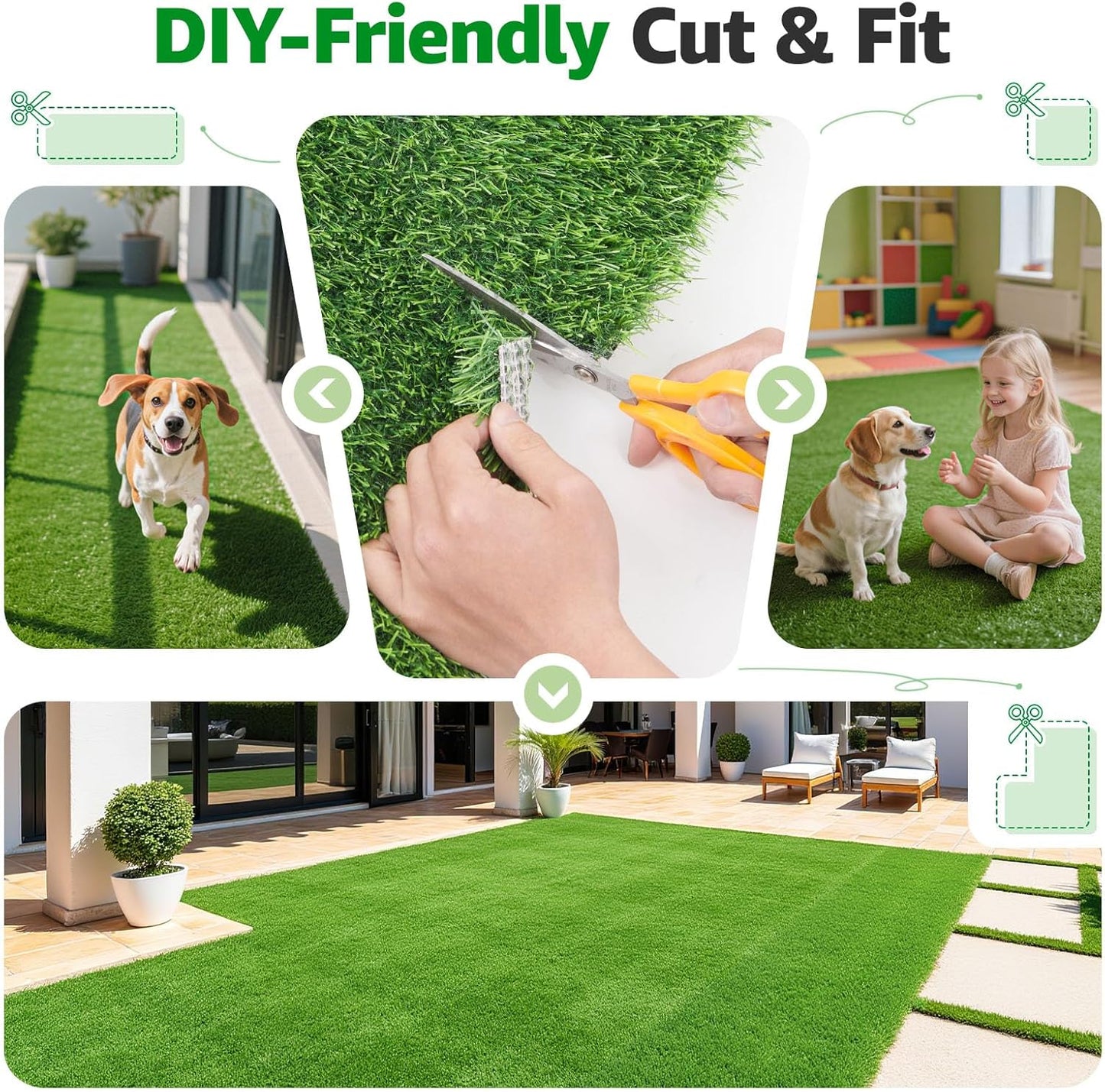 Realistic Artificial Grass Rug Indoor Outdoor: Fake Grass Turf with Drainage Holes, Pet-Friendly Dog Grass Mat, Perfect for Garden Lawn Balcony Patio Backyard Wedding Christmas Decoration, 3FT X5Ft