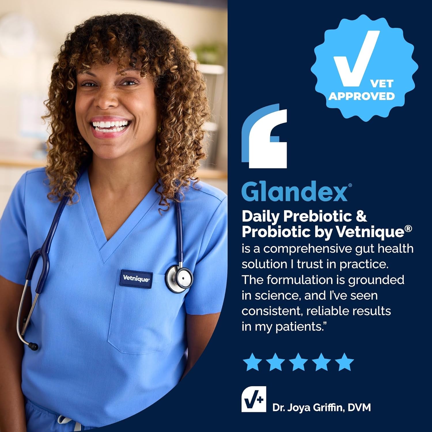 Vetnique Glandex Dog Probiotic Chews, Daily Probiotics for Dogs 5 Strains, Prebiotics & Digestive Enzymes for Gut & Immune Health, Vet Formulated for Occasional Diarrhea (60Ct Chews, Probiotic Chews)