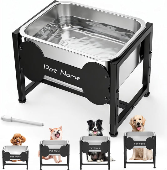 Elevated Dog Bowl, 2.4 Gallon Adjustable Stainless Steel Water Bowl