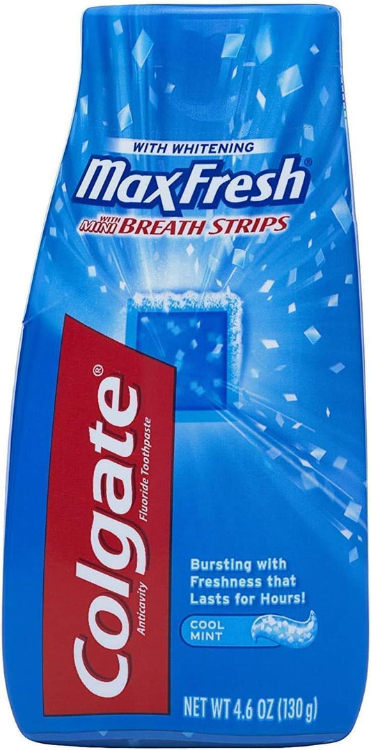 Colgate Max Fresh Liquid Toothpaste with Mini Breath Strips, Cool Mint, 4.6 Oz, Blue