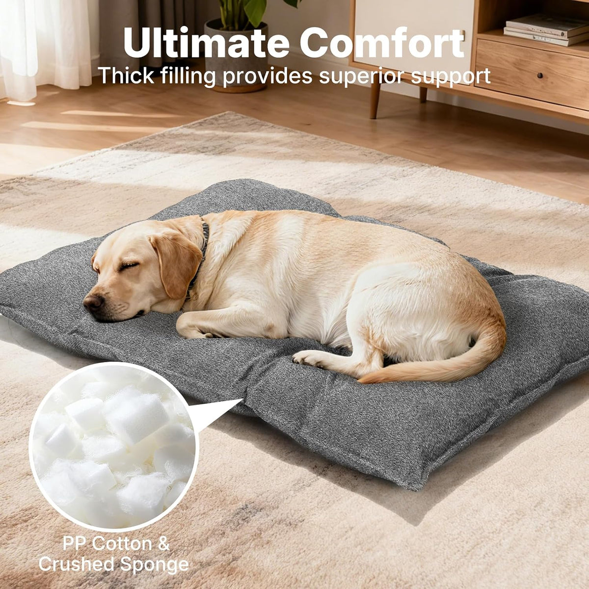 Veehoo Indestructible Dog Bed for Crate, Chew Proof Dog Crate Pad, 35"X22"