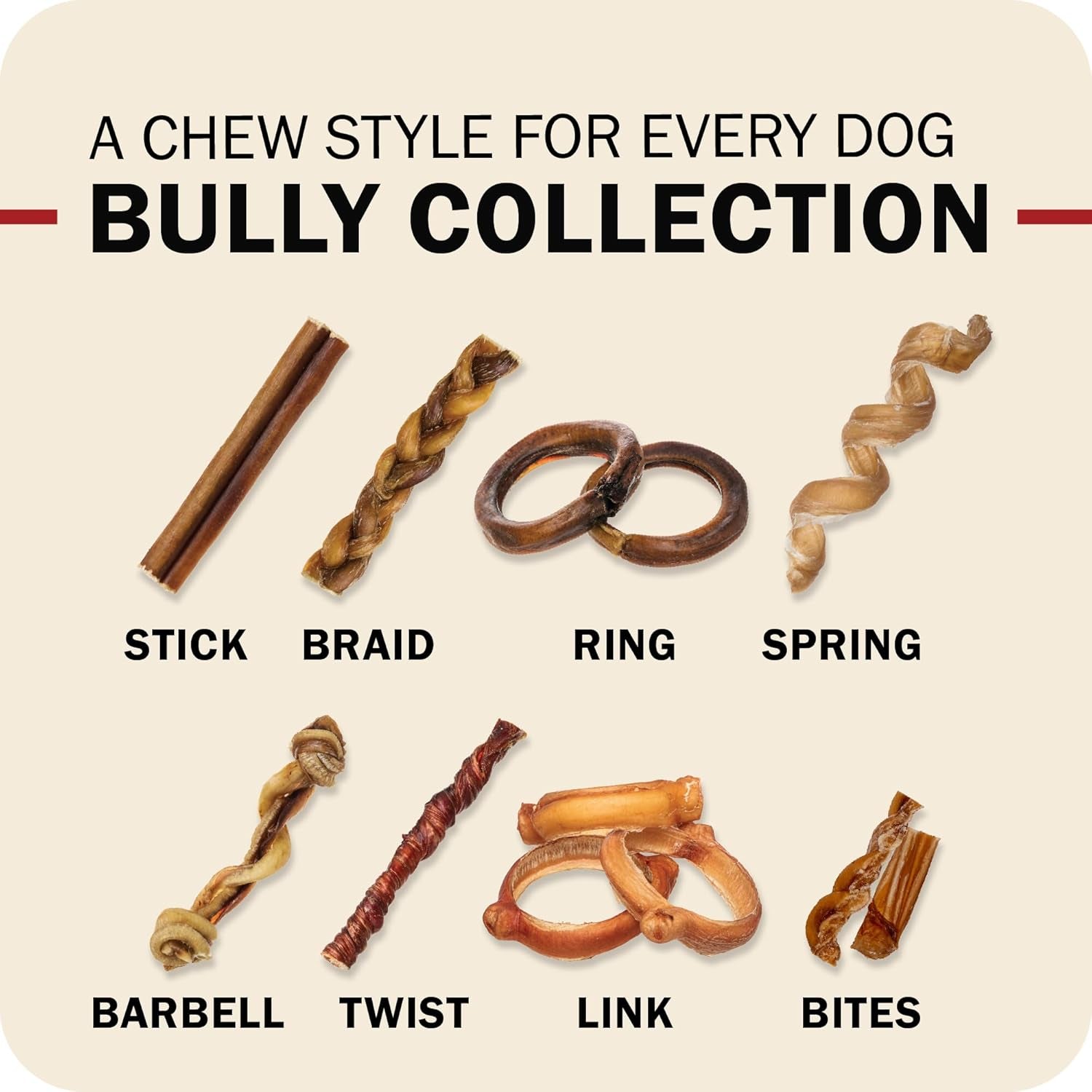 Redbarn Pet Products All Natural 5"-8" Braided Bully Sticks for Small & Large Dogs - Healthy Long Lasting Beef Chews Variety Party Pack - Single Ingredient Low Odor Rawhide Free - 8 Oz Bag