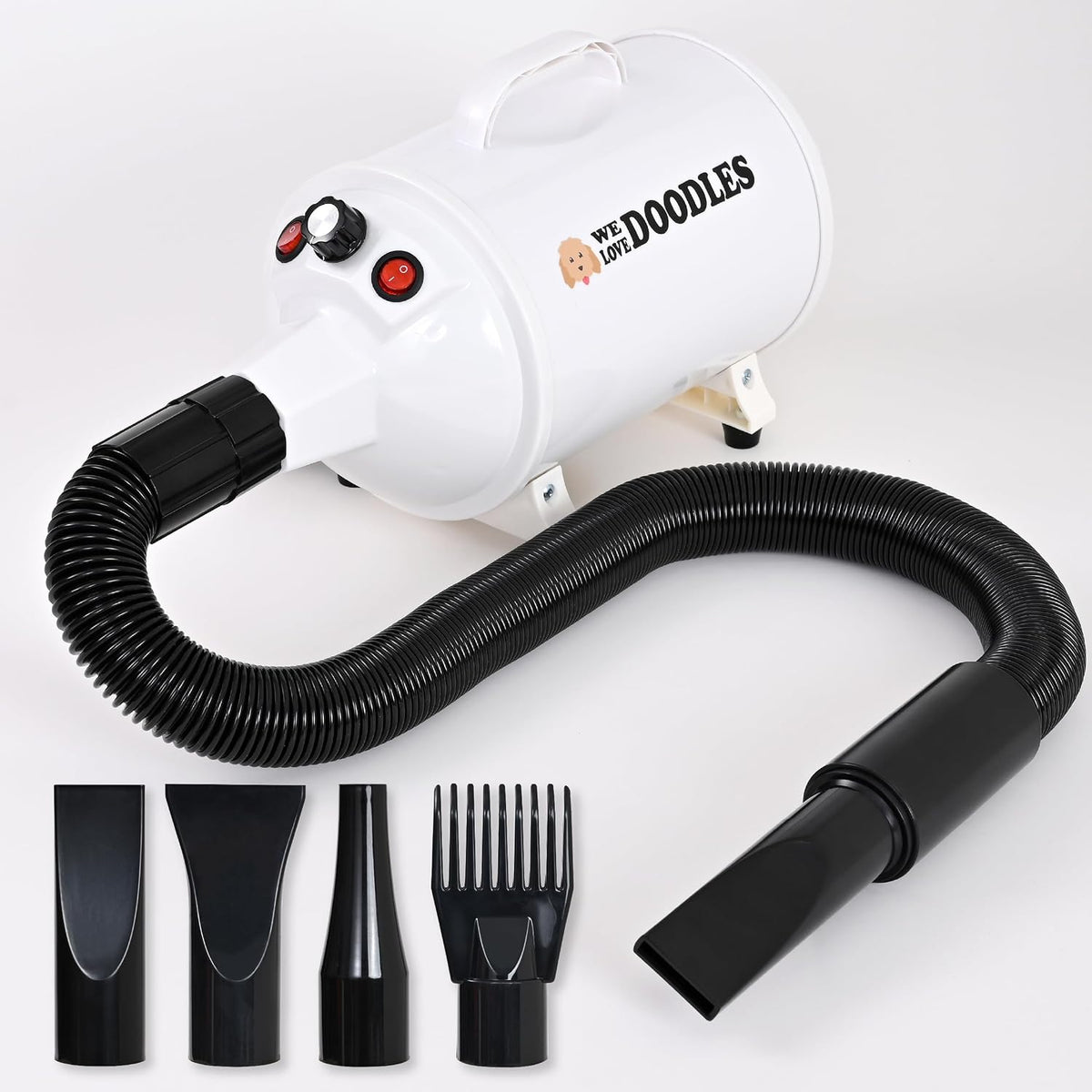 Dog Hair Dryer, High Velocity Blow Dryer & Pet Blower for Grooming, White