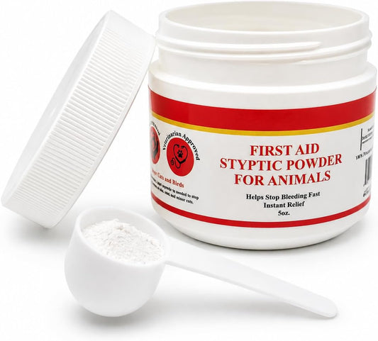 G.B.S 5 Oz Styptic Powder for Dogs, Cats & Birds – Quick Blood Clotting for Nail Clipping, Minor Cuts, Tail Docking & Wing Clipping – Pet First Aid Hemostatic Powder with Sealed Top & Scoop (3)