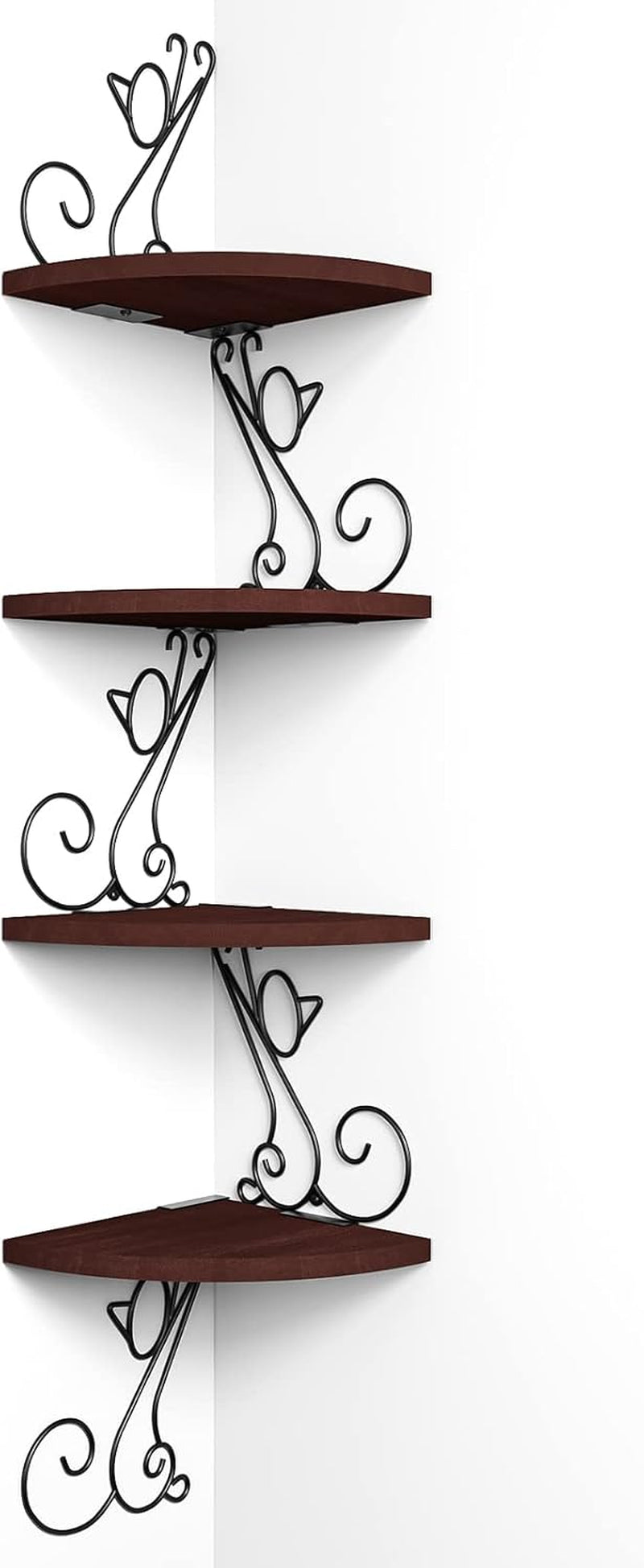 Alsonerbay 4-Tier Cat Shaped Corner Floating Shelf Wall Mount, Walnut