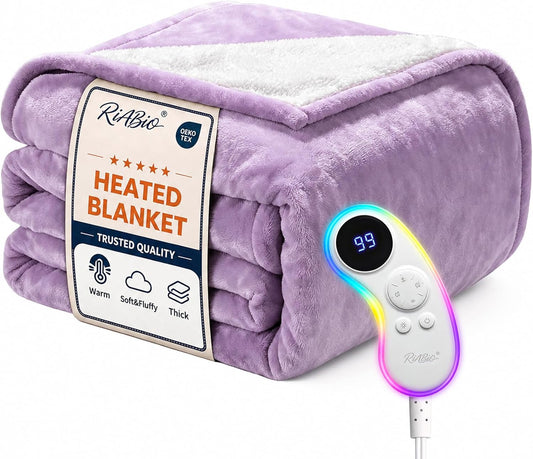 Soft Electric Heated Blanket Throw: Fast Even Heating up to 125.6°F
