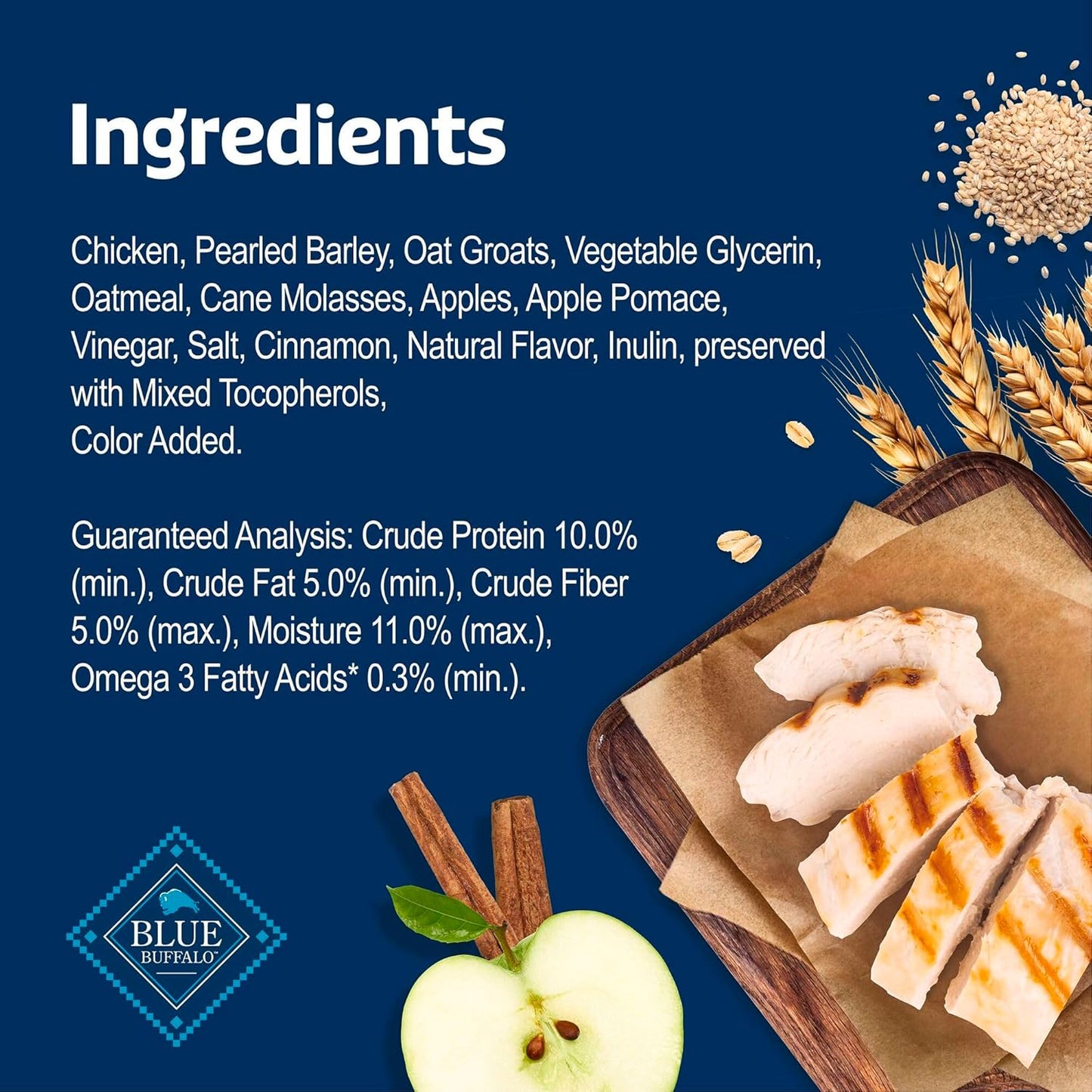 Blue Buffalo Soft & Chewy Health Bars, Baked with Real Chicken & Apples, Natural Dog Treats Mineral Enhanced for Flavor, 9 Oz. Bag