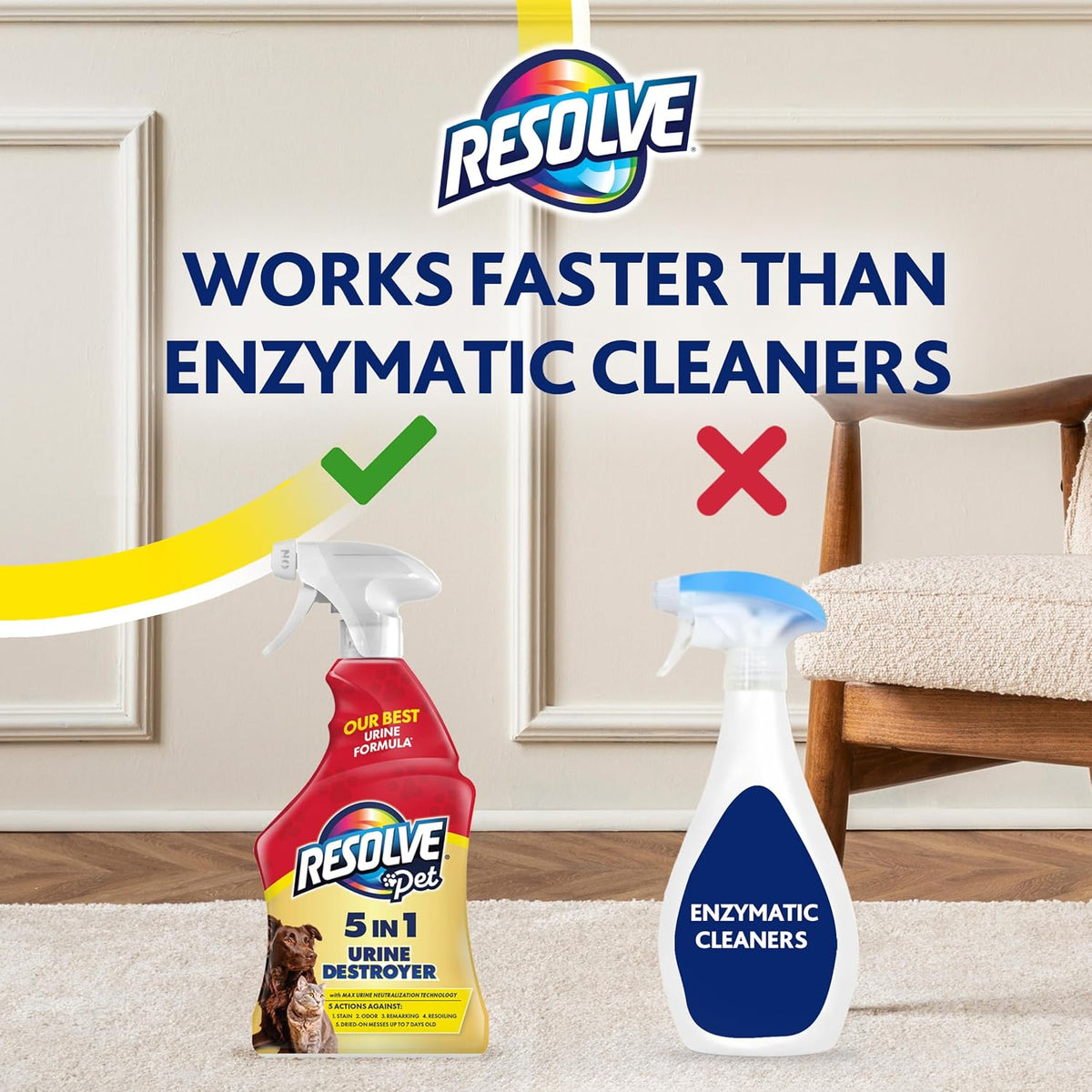 Resolve® 5-In-1 Urine Destroyer Carpet Cleaner Spray, Pet Stains, 22Oz