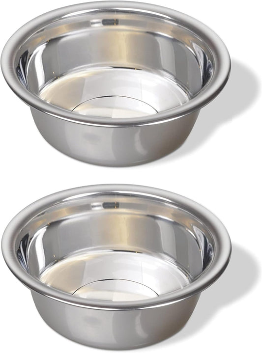 2 Pack - 17 Cup (4 Liter) Stainless Steel Dog Bowls – Metal Dog Food Bowls, Dog Water Bowls, Pet Feeding Bowls, Replacement Bowls for Raised Stands, Rust Resistant, Dishwasher Safe
