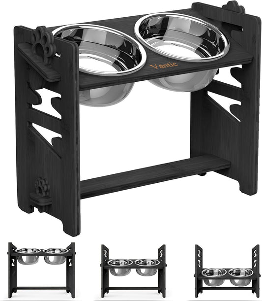 Vantic Elevated Dog Bowls, Raised Bowl Stand Adjustable Large/Xlarge, Black