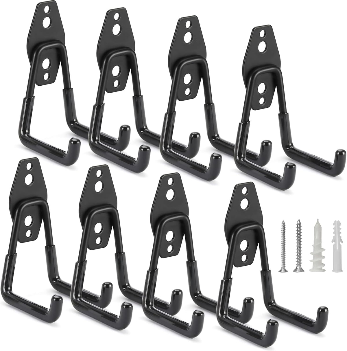 8 Pack Heavy Duty Garage Hooks Storage Organizer Wall Mount Power and Garden Tool Hangers, for Hanging Ladders, Ropes, Hose, Bulk Items