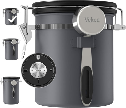 Veken Coffee Canister, Airtight Stainless Steel Food Storage Container,16Oz