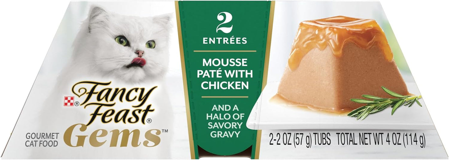Fancy Feast Gems Pate Cat Food Mousse with Chicken and a Halo of Savory Gravy Cat Food - (Pack of 8) 4 Oz. Boxes