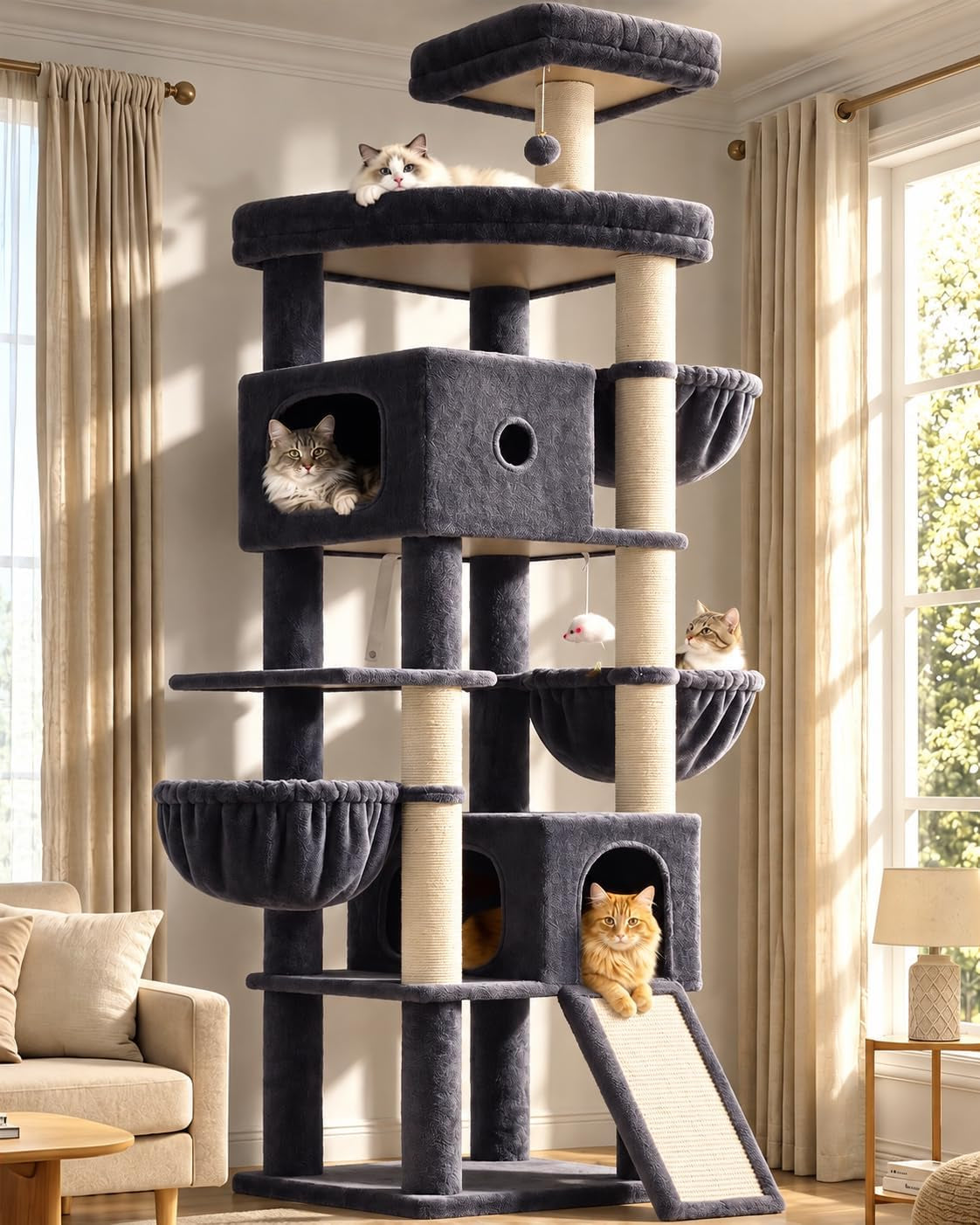Globlazer Extra Tall Cat Tree for Large Indoor Cats, Heavy Duty Tower, F83C